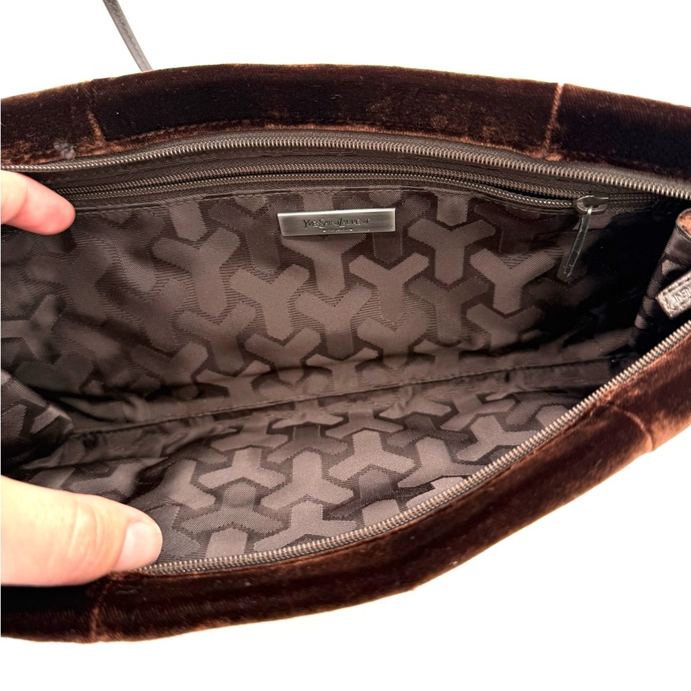 Yves Saint Laurent Velvet Brown Shoulder Bag - Picture 10 of 12